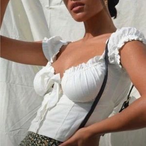 Pacsun White Babydoll Puff Sleeve Top